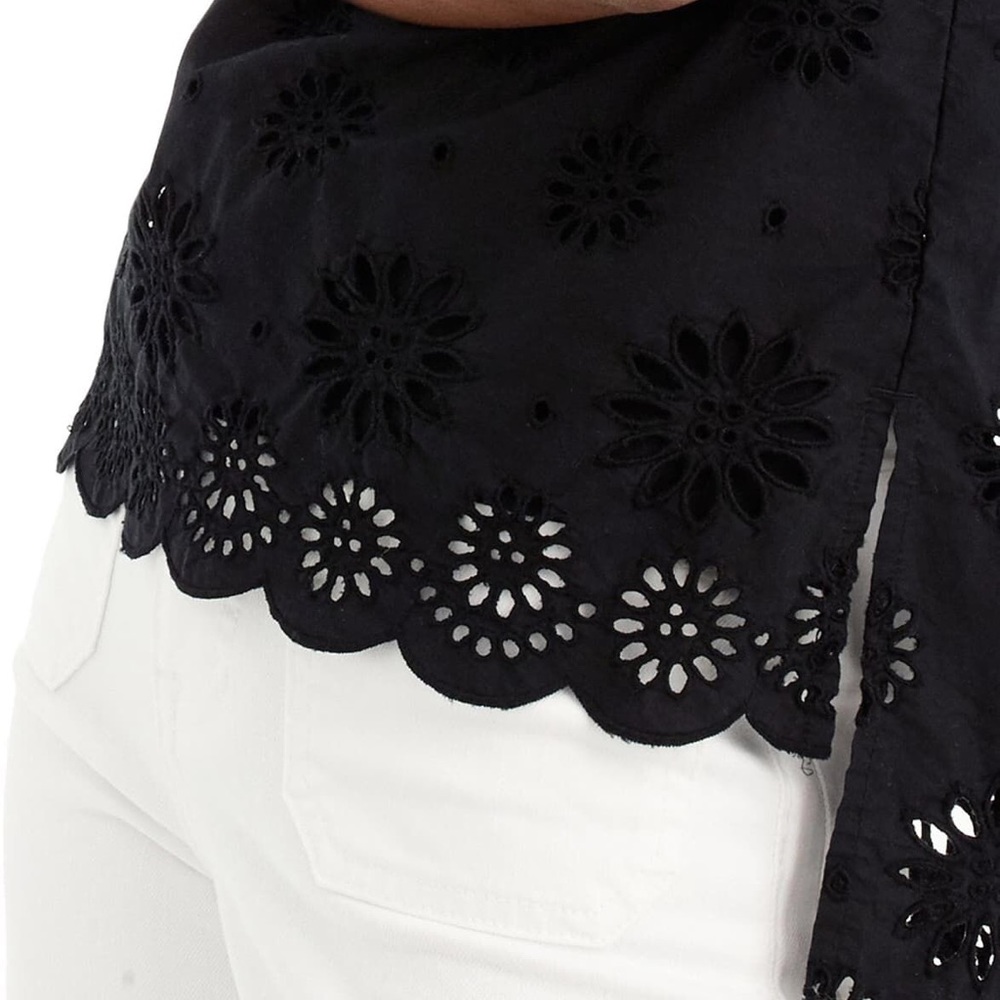 J. Crew NWT Scalloped eyelet funnelneck top - Picture 4 of 14